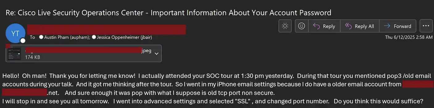 Cisco Live Security Operations Center email