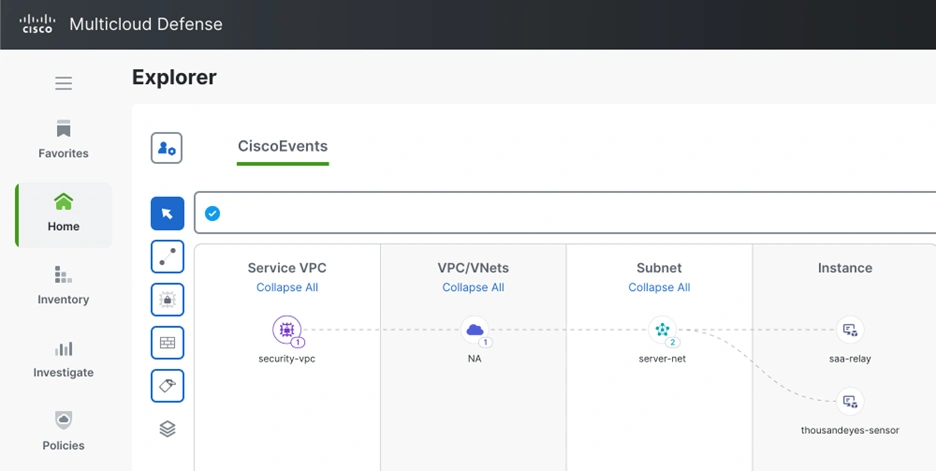 Multicloud Defense explorer